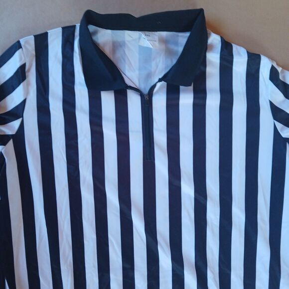 Referee Costume Halloween Black White Striped Shirt Long Sleeve 2XL - Picture 6 of 9